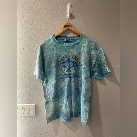 Vintage 90s Hawaii‎ Tie Dye Dolphin SS Shirt Size Large - Picture 1 of 7
